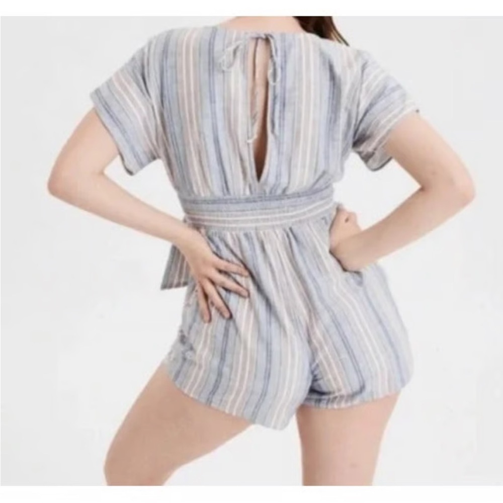 American Eagle Striped Kimono Sleeve Romper - Picture 2 of 10